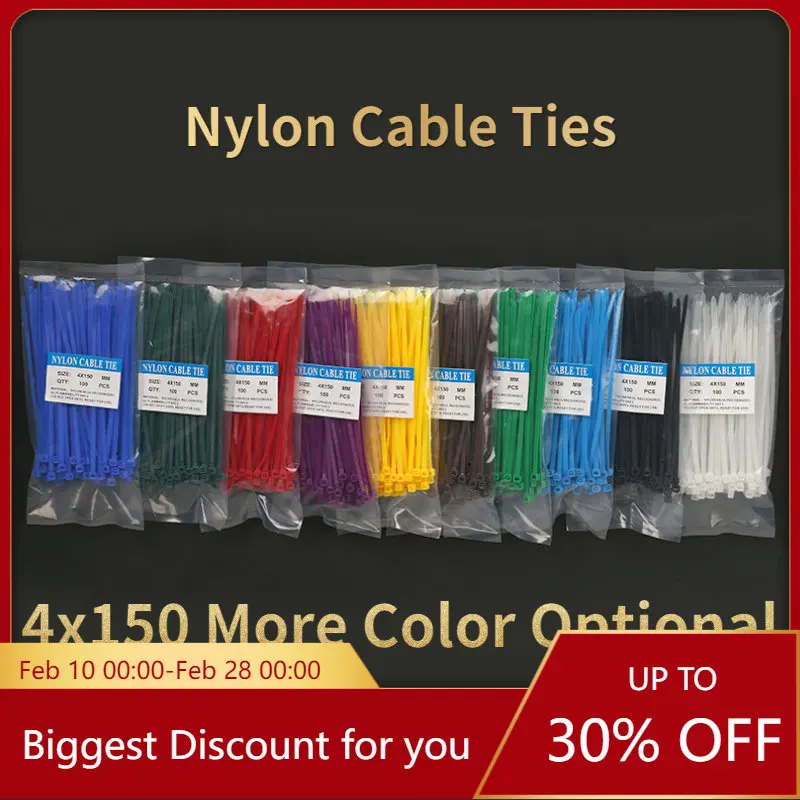 

Самоблокирующийся нейлоновый кабель, 100 шт, 4 х150 мм, пластиковая застежка-молния, красный/зеленый/синий/желтый/белый/черный кабельная стяжка