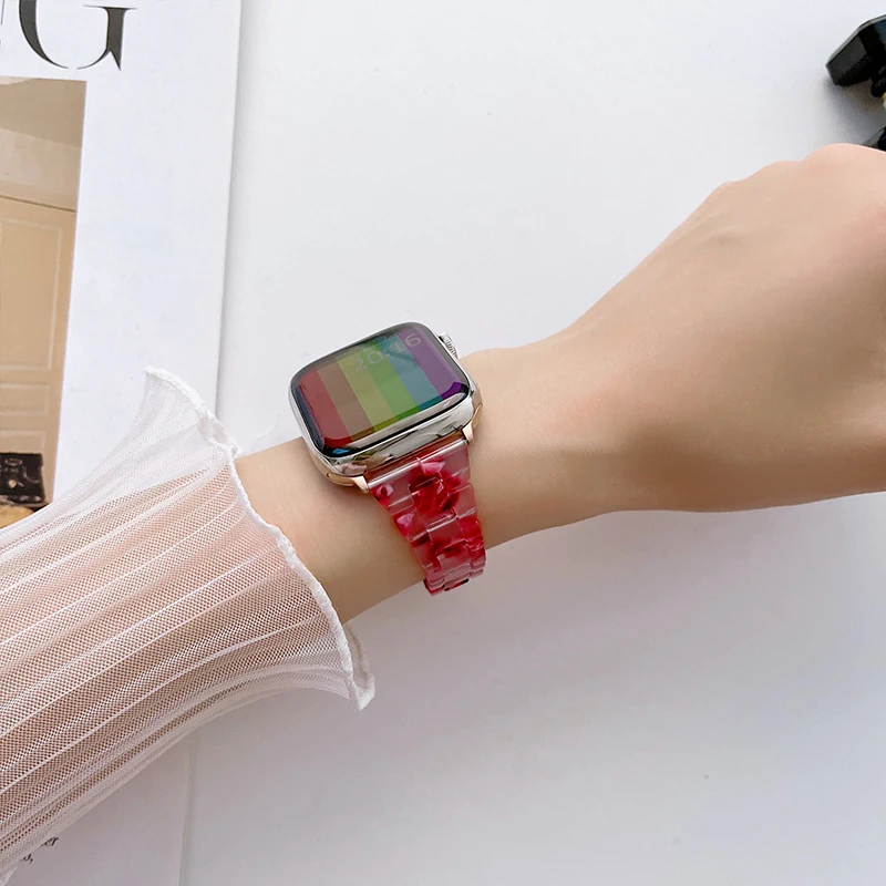 Women Resin Slim Strap for Apple Watch Band 38mm 42mm 41 45mm for iwatch Series 7 6 SE 5 4 Correa Bracelet Girls Band 40mm 44mm