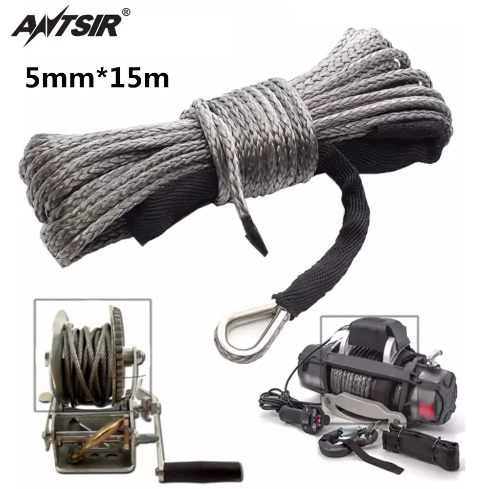 

5mm*15m 7700Lbs Winch Rope String Line Cable with Sheath Synthetic Towing Rope Car Wash Maintenance String for ATV UTV Off-Road