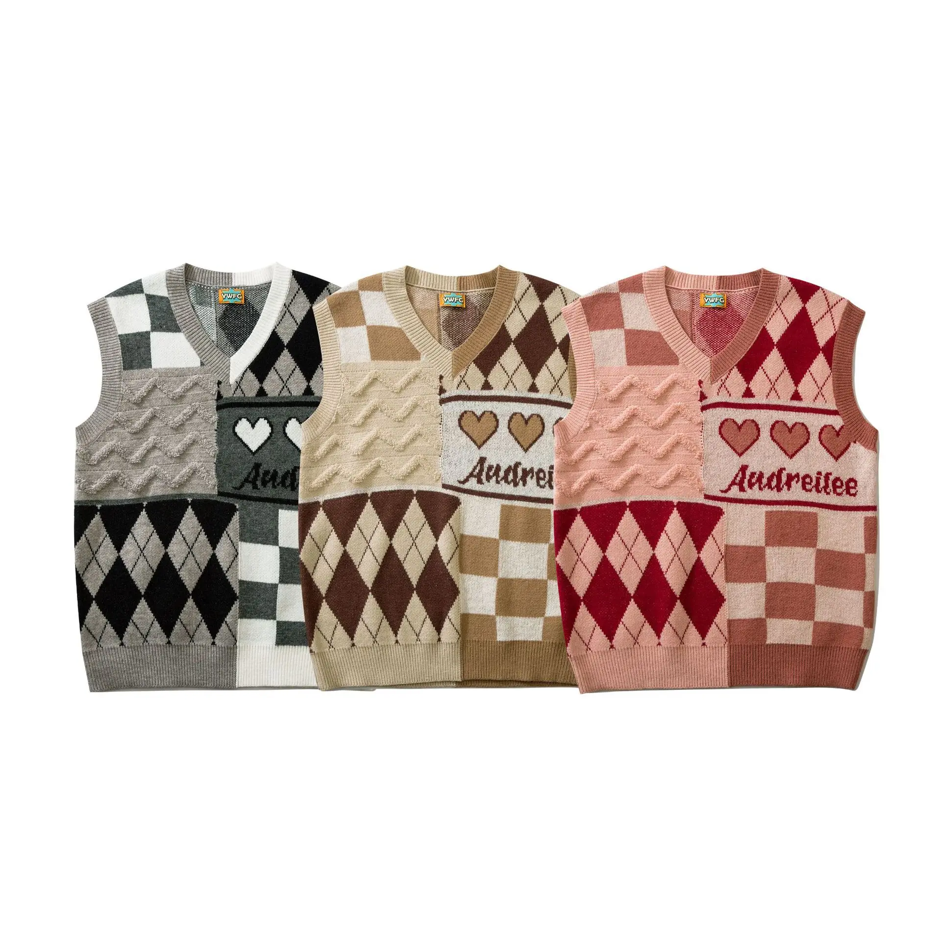 Japanese V-neck Vest Sweater Men's Fashion Brand Autumn Winter 2022 New Splicing Loose Couple Sweater Sleeveless Vest