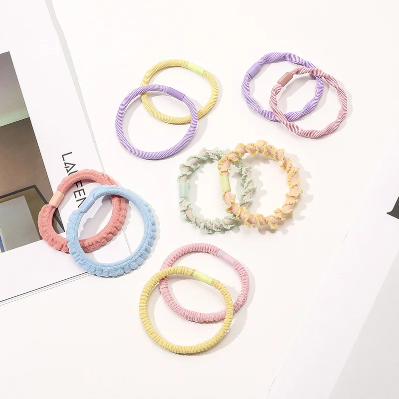 

5pcs/pack Colorful Elastic Hair Bands Women Simple Basic Hair Ties Ponytail Holder Rubber Band Head Rope Girls Headdress