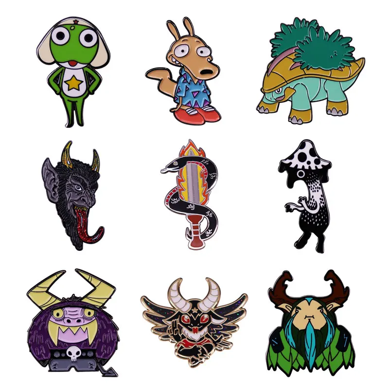 

Эмалированные булавки в мультяшном стиле с героями аниме, фильмов, игр, коллекционная металлическая брошь в виде динозавра, рюкзак, воротни...