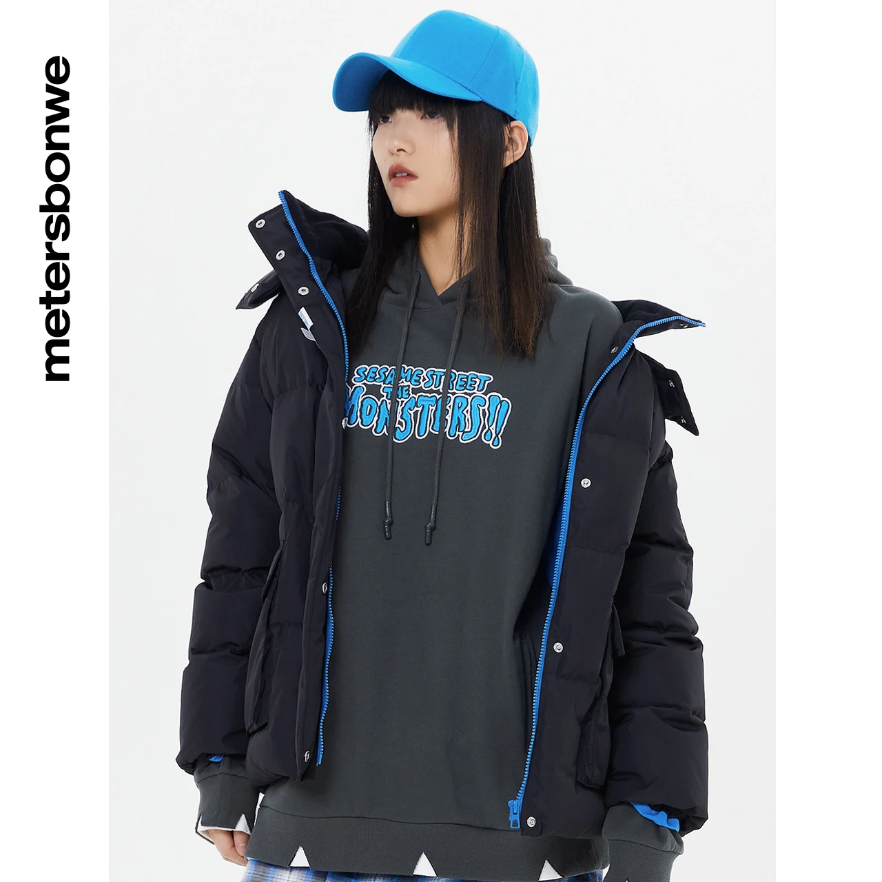 Metersbonwe Hooded Down Jacket Women Winter Warm Coat Anti-snow Bump Color Stitching Big Pock Down Coat Female Outerwear Brand