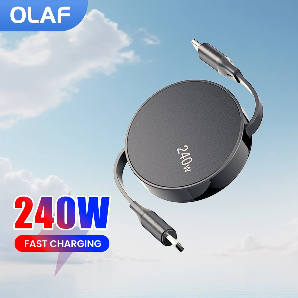 Выдвижной кабель для быстрой зарядки данных мощностью 240 Вт USB C к PD типа iphone 15 Samsung