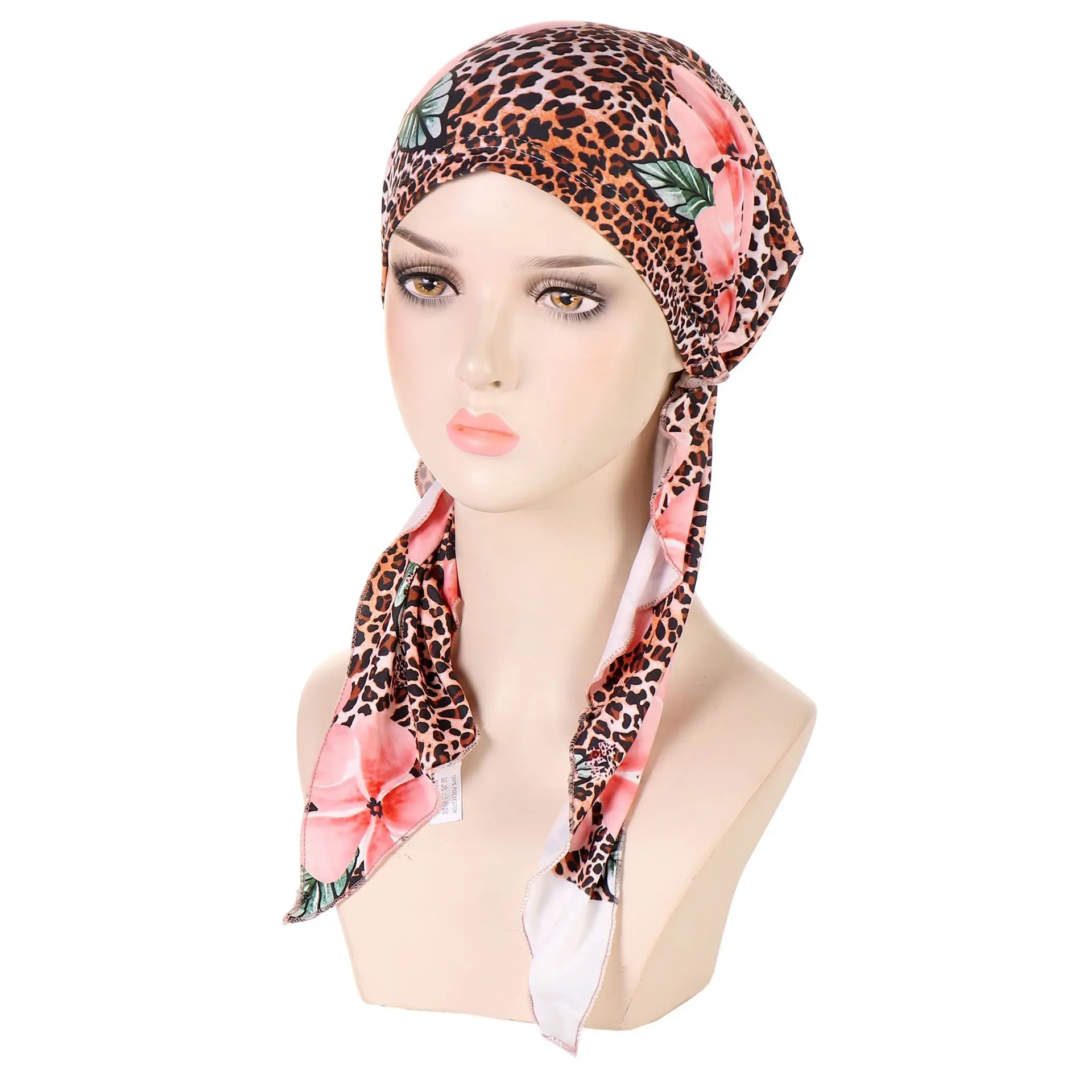 

Ramadan Soft Modal Jersey Turban Hats Islamic Ready To Wear Caps Floral Print Underscarf Tie Bonnet Hijab Snood Muslim Headcover