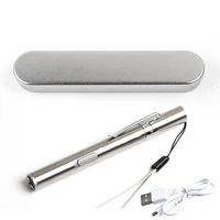 mini led pen medical flashlight stainless steel rechargeable flashlight with usb cable for gift supplies