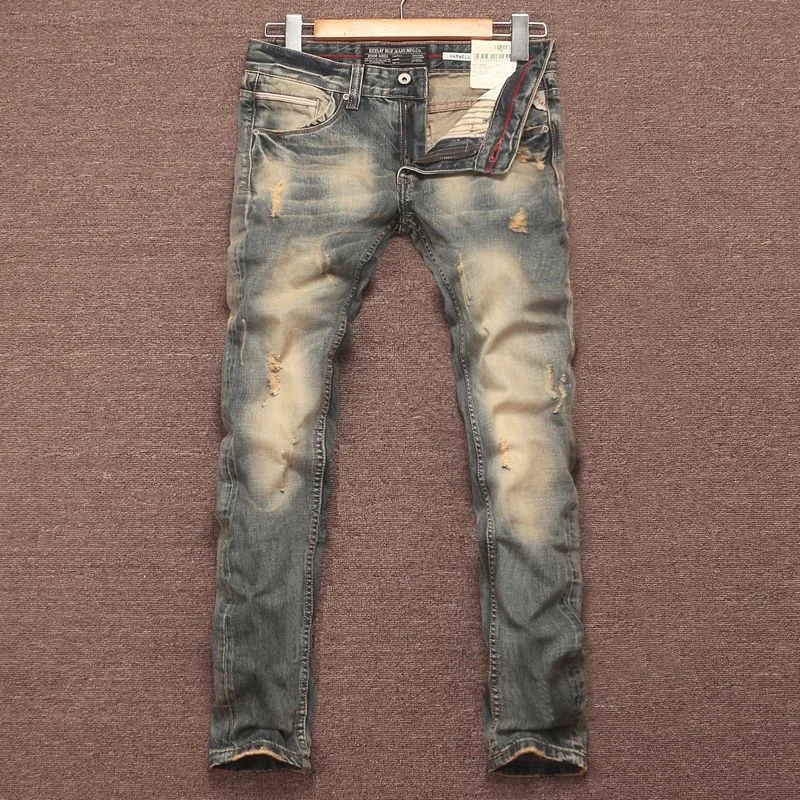 2023 Autumn and Winter New Fashion Vintage Ripped Solid Colo