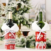 christmas knitted button snowflake wine bottle cover red sweater wine cover