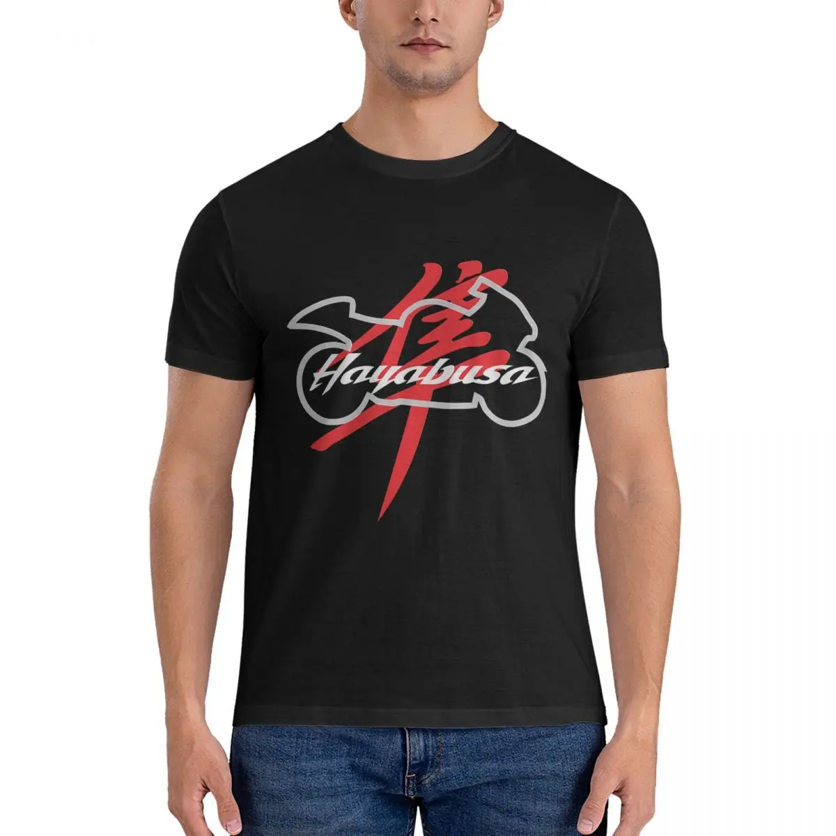 Футболка мужская с круглым вырезом коротким рукавом и принтом