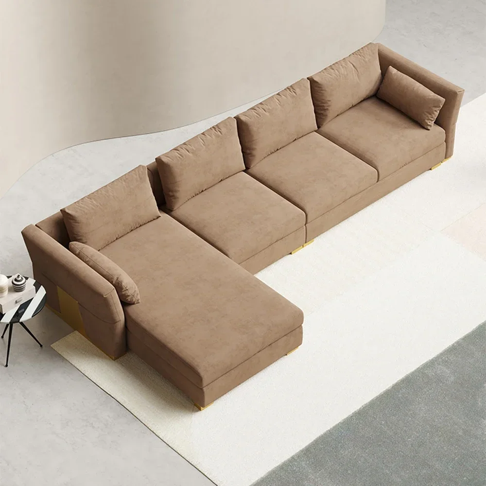 Современный роскошный итальянский серый коричневый бархатный кожаный диван