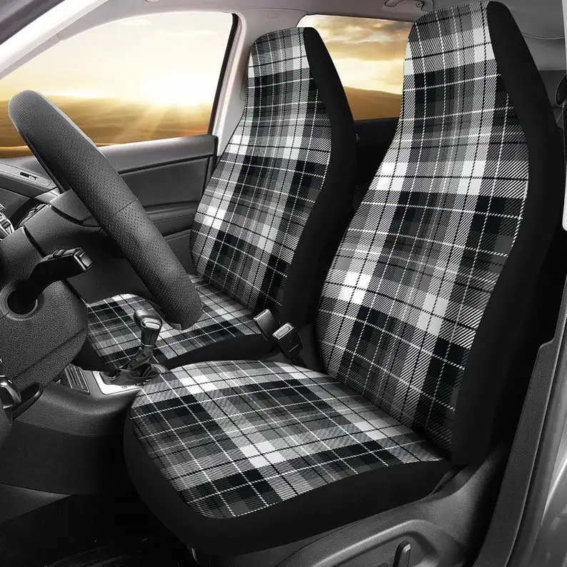 

Plaid Car Seat Covers Gray, White, Black Tartan Pattern Seat Covers Set of 2 Plaid Car Accessories Universal Fit Bucket Seat Pro