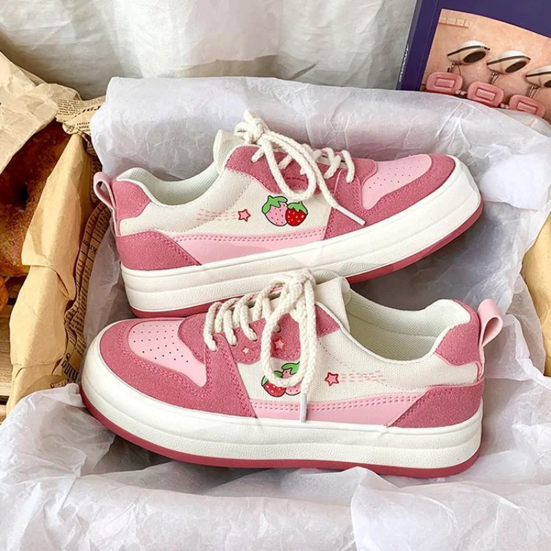 SHANPA Fruit Print Shoes for Women 2023 Summer Hot Style Original Design Small White Retro Student Sneakers Zapatillas Mujer