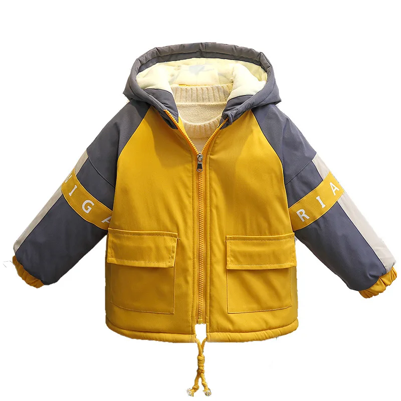 

Зимнее пальто для мальчиков, новинка 2022, детская утепленная куртка с меховым воротником и капюшоном из хлопка и бархата, парка для детей 2-8 л...