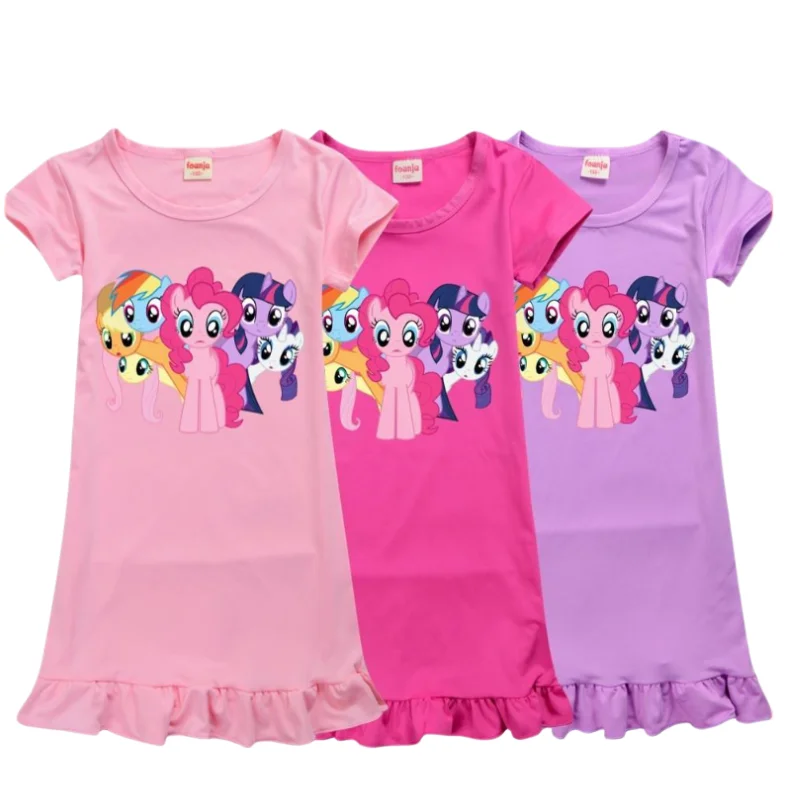 

Детская Пижама из мультфильма «Мой Маленький Пони», новая модная летняя ночная рубашка из молочного шелка для девочек, юбка для девочек, детское платье принцессы