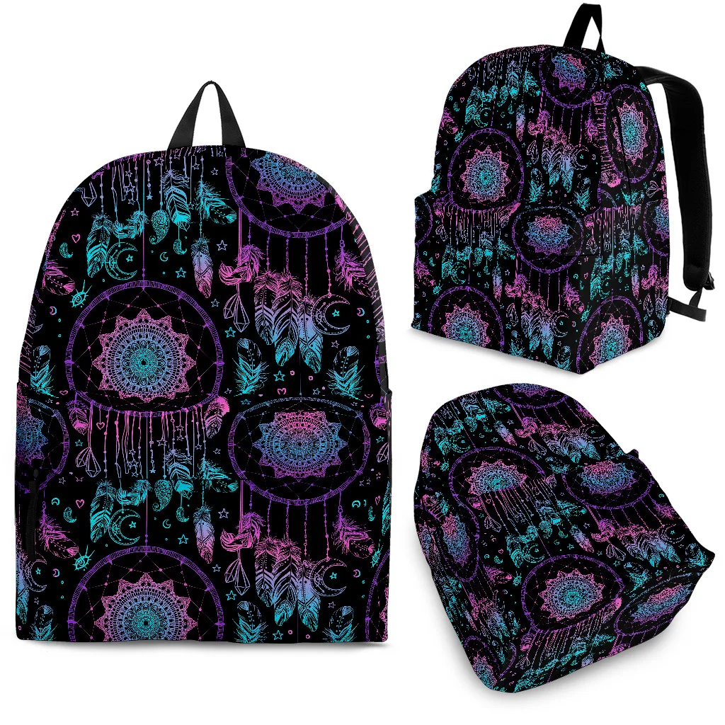 

YIKELUO Colorful Boho Dream Catcher 3D Printing Youth Backpack Durable Branded Knapsack With Zipper Leisure Outdoor Travel Bag