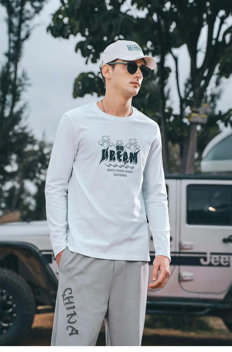 

1713 2022 Autumn New Products Xinjiang Long Velvers 230g Pure Cotton Men's Long -sleeved T-shirt