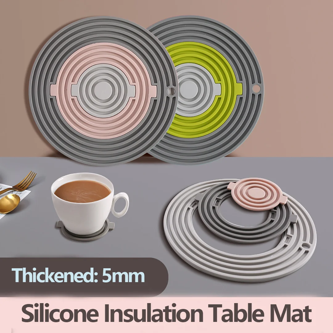 

Home Kitchen Accessories 3 In 1 Silicone Insulating Table Mats Rapid Heat Dissipation Detachable Combination Drainer Placemat