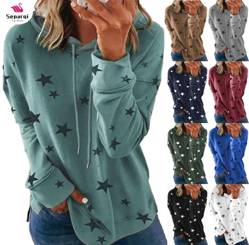 

Vintage Sweatshirt Ladies Casual Star Print Design Belt Hoodie Ladies Hip Hop Loose Harajuku Punk Gothic Style Y2k Women's Top