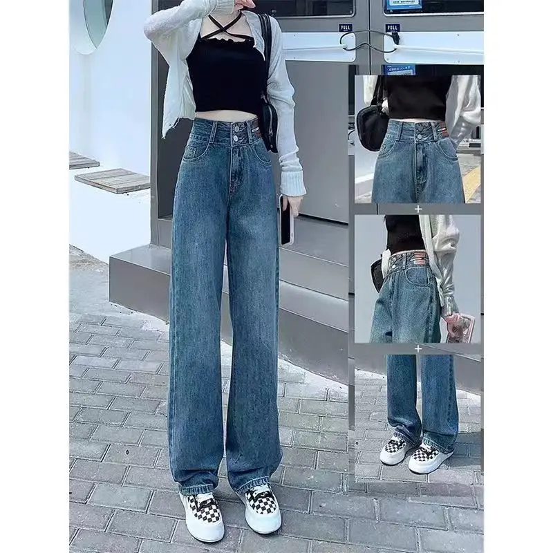 

Vintage High Waist Jeans Woman Clothing Denim Streetwear Y2k Baggy Pants for Women Clothing Women's Jeans Clothes Harajuku A853