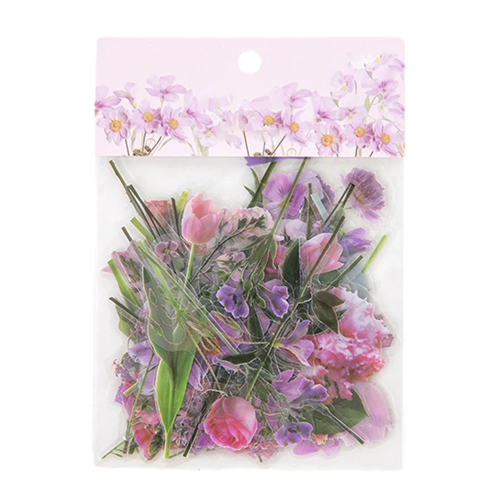 

40pcs Natural Park Flower Plants Handbook Diary DIY Decoration PET Sticker Flower Plant Transparent Waterproof Daisy Manual