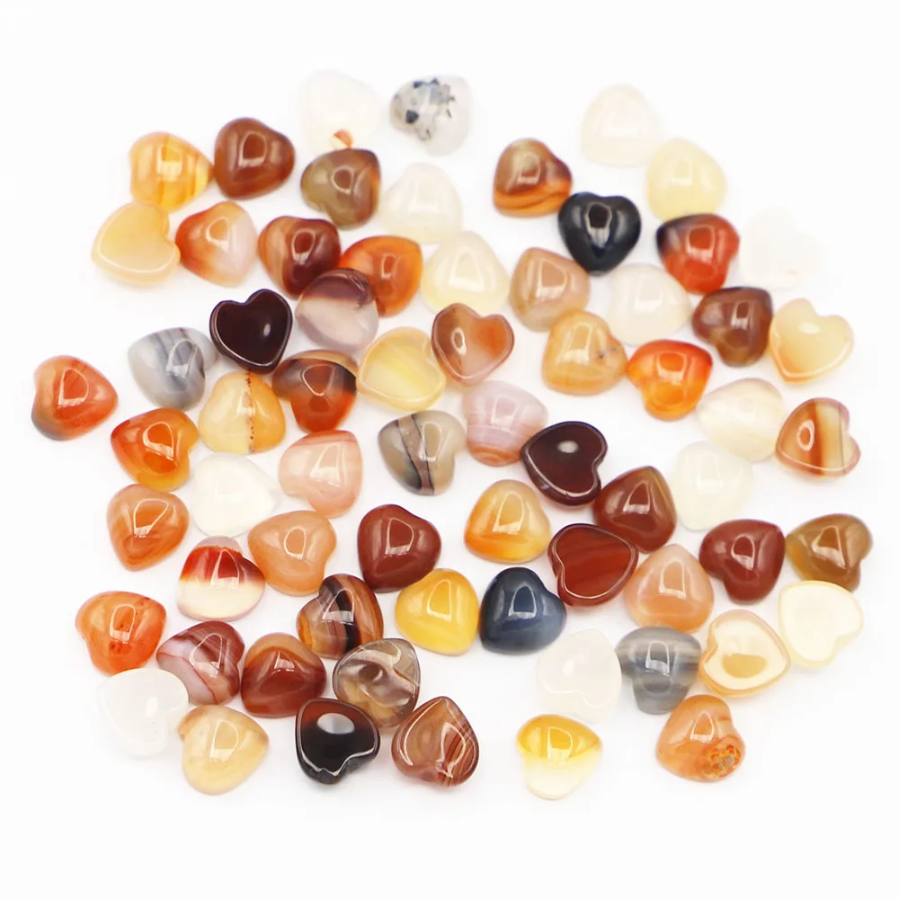 10MM New Natural Onyx Stone Heart Shaped CAB Cabochon Beads Charms Fashion Jewelry Production Making Earring Brooch Rings 50Pcs