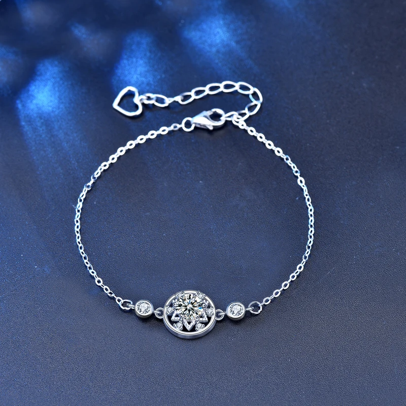

Classic 1CT Klamosanne Bracelet Women's High quality 18cm Girls' Stars Simple Link Bracelet Jewelry Gift