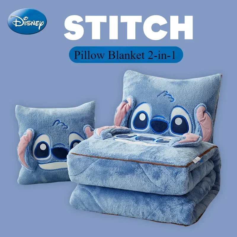 Одеяло Sanrio Disney Stitch зимнее новое одеяло с вышивкой Hello Kitty одеяло-подушка 2-в-1 диван
