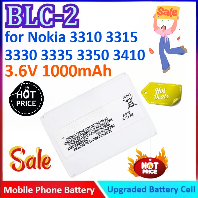 Фото Аккумулятор для мобильного телефона Nokia 3310 3315 3330 3335 3350 3410 3510 3589 3685 3686 5510 6650 3510i 3530 3550 1000 мАч №1