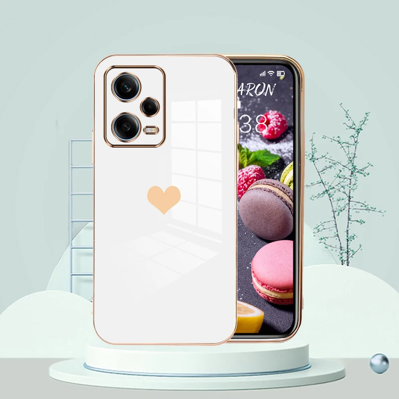 

Heart Pattern Plating Phone Case For Xiaomi Redmi Note 12S 12 Pro 4G Soft Cover