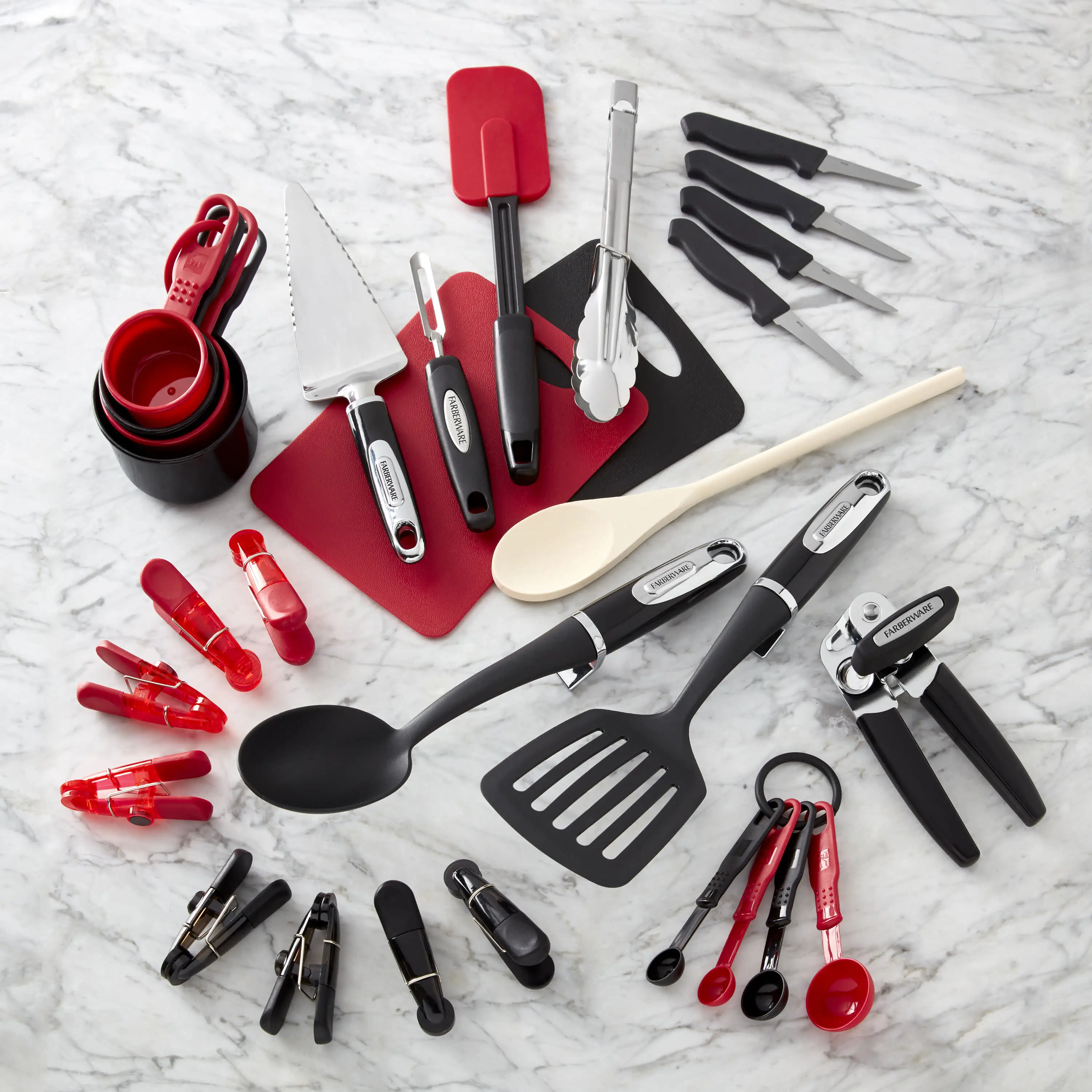 

Профессиональный черный и красный кухонный инструмент и гаджет из 30 предметов, набор кухонной утвари, антипригарная кухонная утварь, аксессуары для кухни C