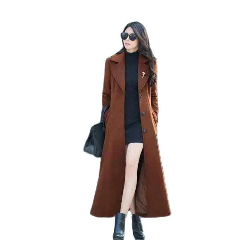

Fashion Cashmere Coat Women's Winter New Sequined Loose Delt Woolen Coat Slim Super-long Knee-length Temperament Coat Womentide