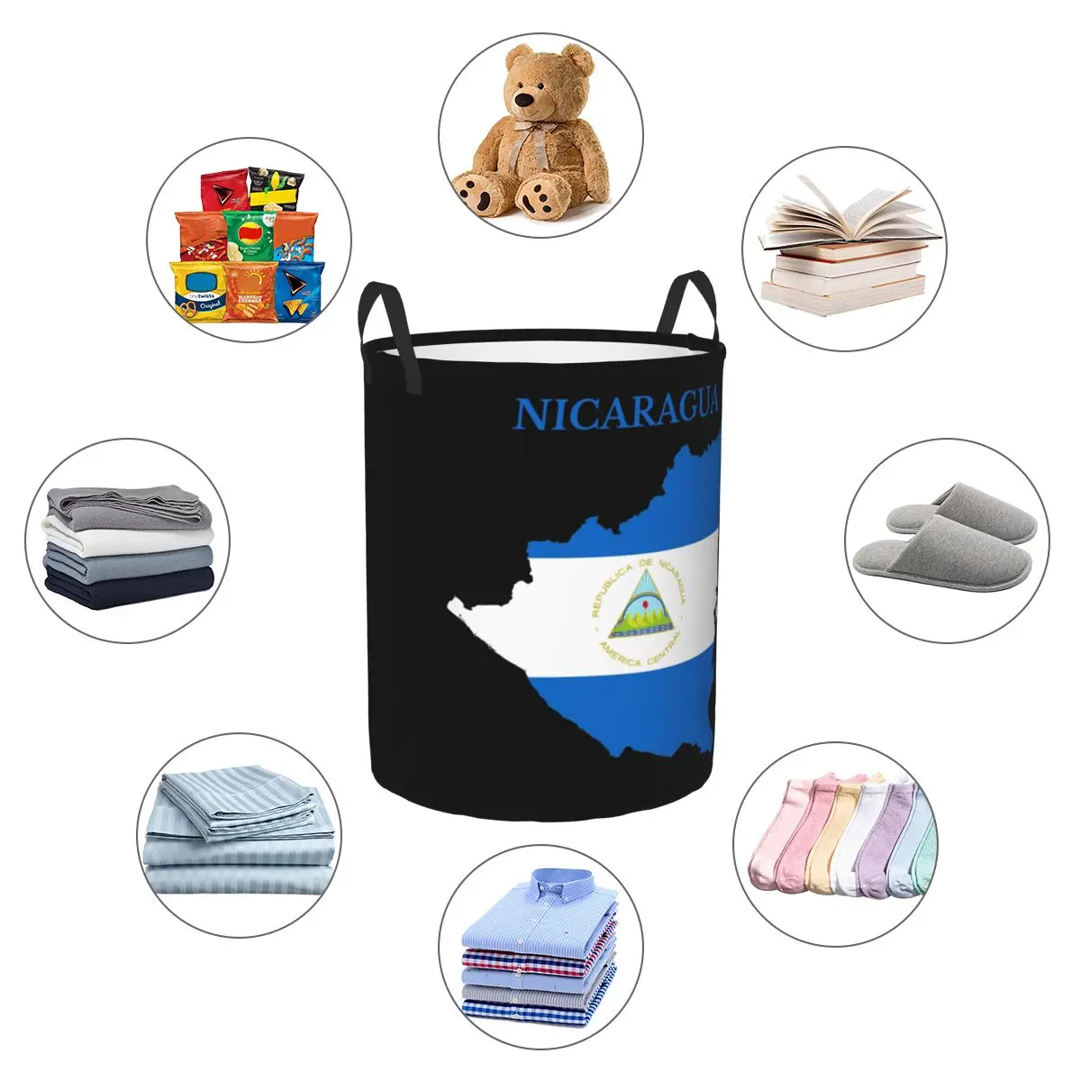 Складная корзина для белья с рисунком карты Никарагуа патриотическая одежды