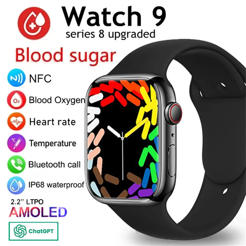 

2023 New Wancth9 GS Pro Max smartwatch 2.2 "AMOLED Full screen Touch Bluetooth Call blood sugar monitoring Compass for Apple