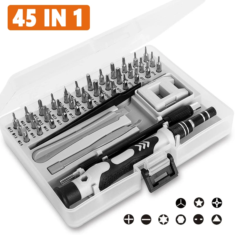 

Набор прецизионных отверток 16/32/45 шт., набор магнитных шестигранных отверток Torx, различные размеры винтов, в коробке, ручные инструменты