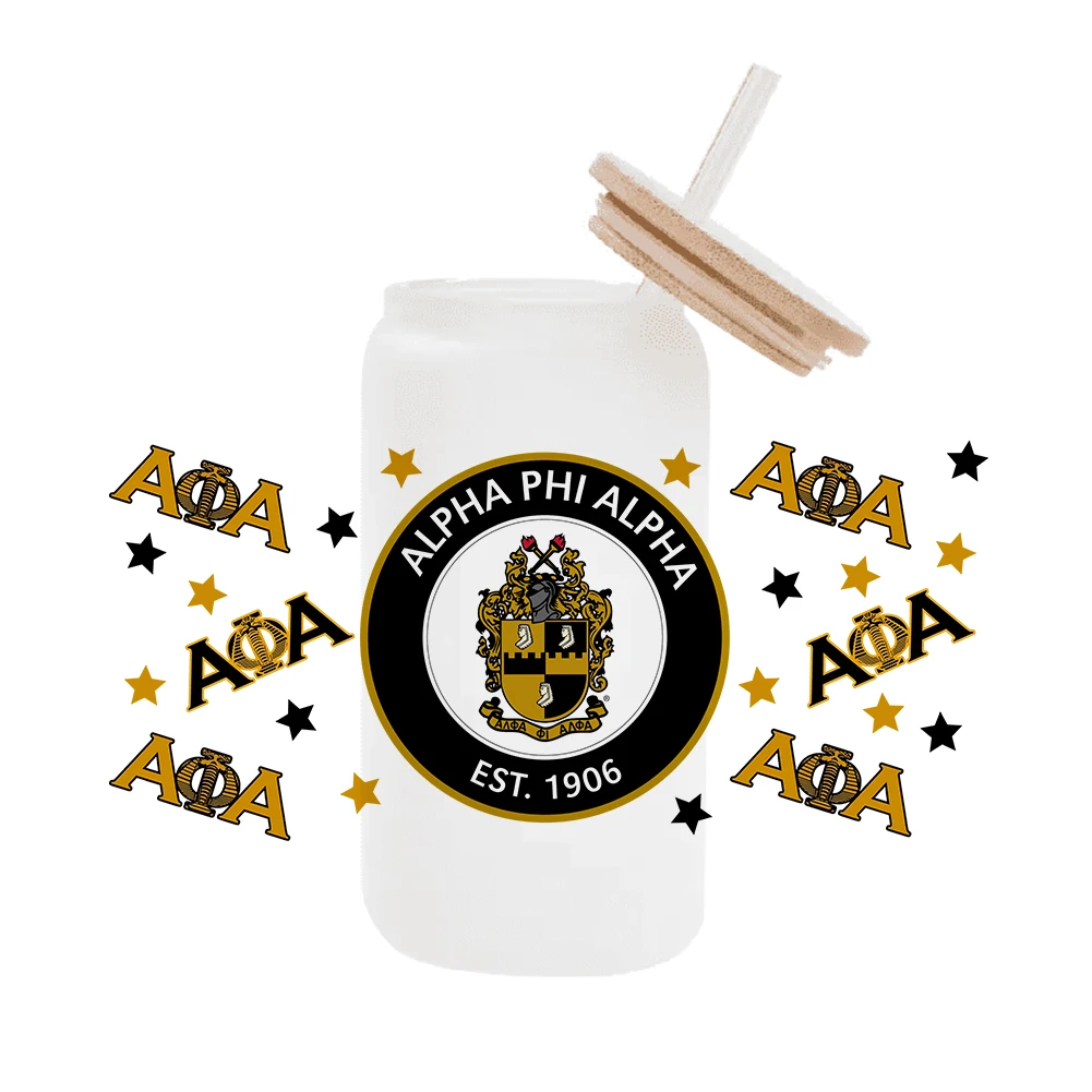 Sodality Alpha Phi ALpha для Libbey 16 унций банка стекло 3D водонепроницаемая УФ- DTF упаковка