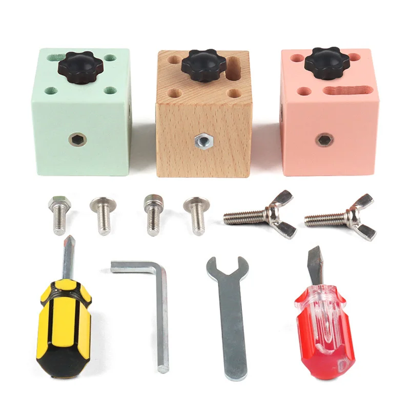 

Деревянная доска Монтессори с болтами, набор игрушек, 2 года дошкольного обучения, деревянные игрушки для детей, игрушки, подарок, игра для мозга