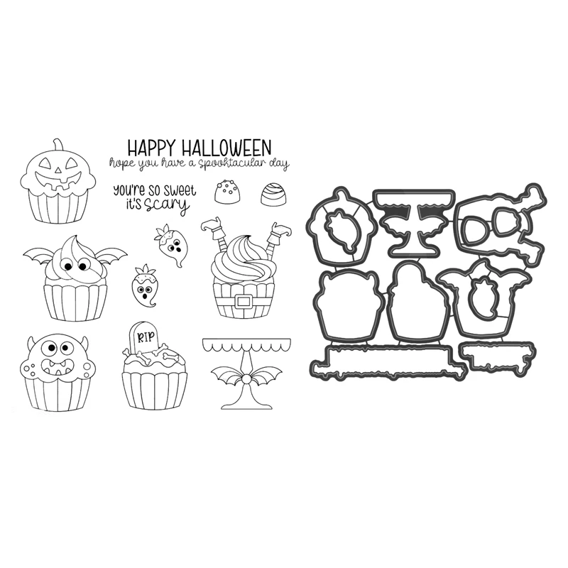 Новинка 2022, спутанные кексы, набор прозрачных штампов для Хэллоуина, скрапбукинг, для изготовления бумаги, металлические Вырубные штампы, рамки, карточка, рукоделие Новинка 2022, спутанные кексы, набор прозрачных штампов для Хэллоуина, скрапбукинг, для изготовления бумаги, металлические Вырубные штампы, рамки, карточка, рукоделие