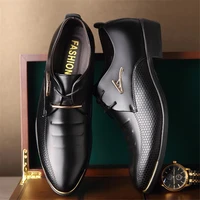 men leather shoes business pointed dress shoes low cut casual breathable solid color single shoes formal leather shoes new 2021