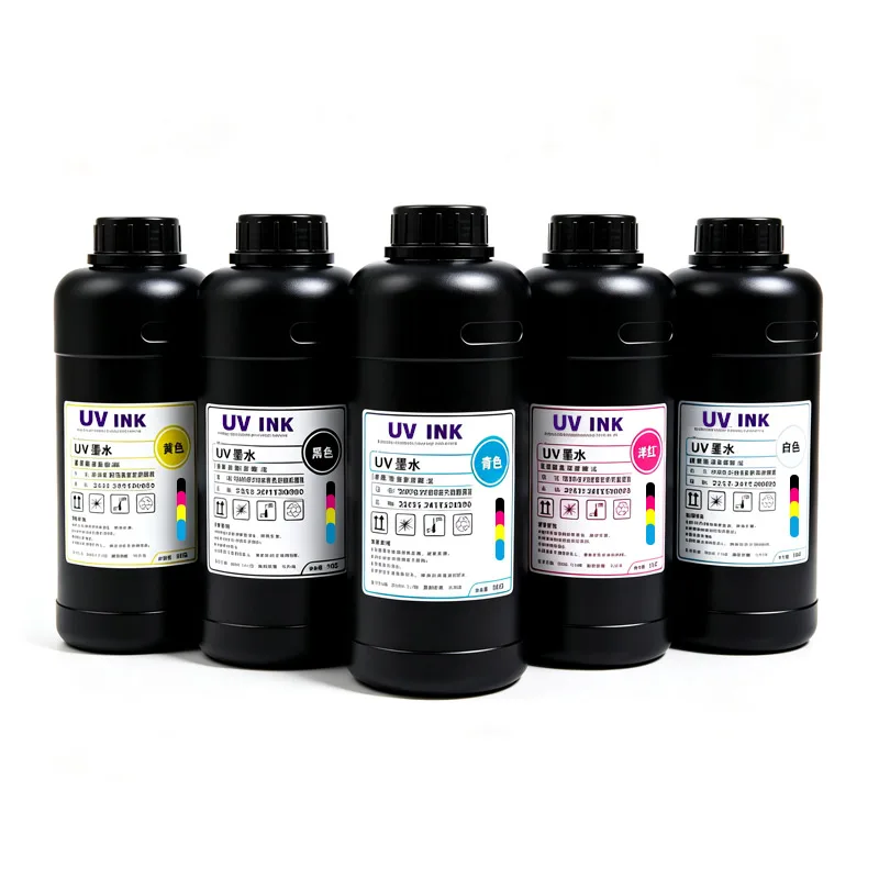 Фото Чернила LED UV 1000 мл, совместимые с печатающими головками EPSON i3200, i1600, TX800, XP600, L800, L1800, L805, DX5, DX7, DX10, 1390, R1800, R1900, для УФ-печати. №2