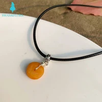 genuine natural amber pendant necklace doughnut gemstone women healing aaaaa high quality jewelry