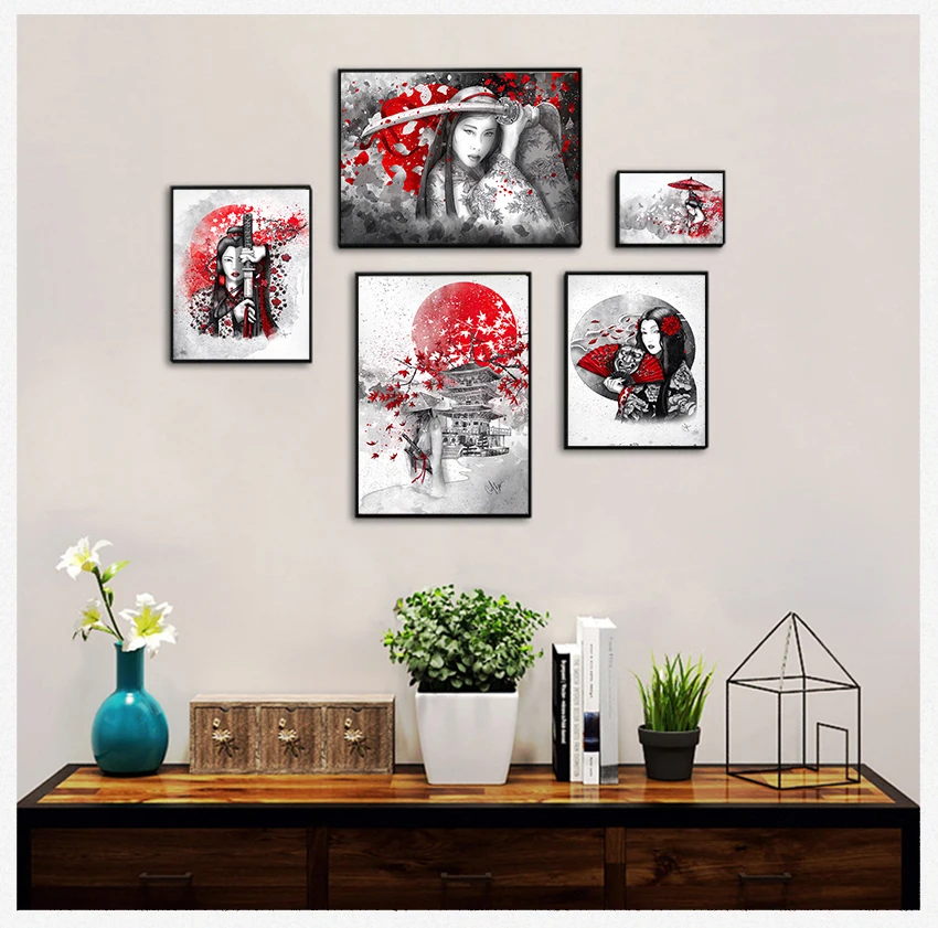 Kanji холст искусство Масляная Живопись стены картины для гостиной плакат печать