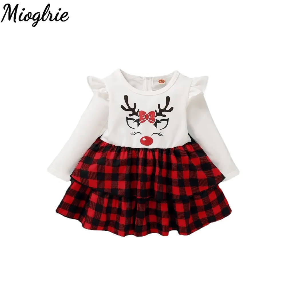 

Newborn Baby Clothing Toddler Dress Baby Girl Ruffle Long Sleeves Dresss Baby Girl Skirt Fashion Christmas Dress for Girls