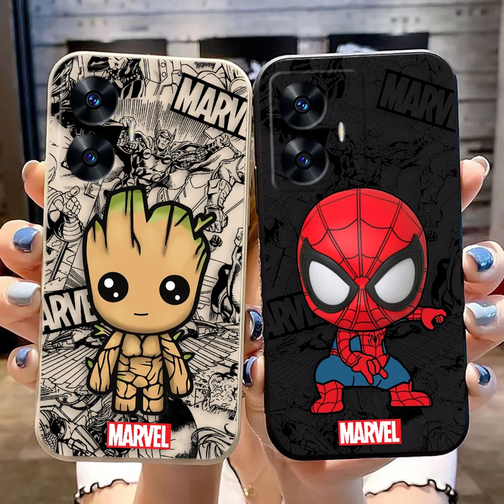 Чехол для телефона Comics Groot Spider Man Deadpool Realme C65 C63 C53 C35 C55 C33 C30 C21Y C20 C12 C11 GT 2 XT NARAO 20 30 50