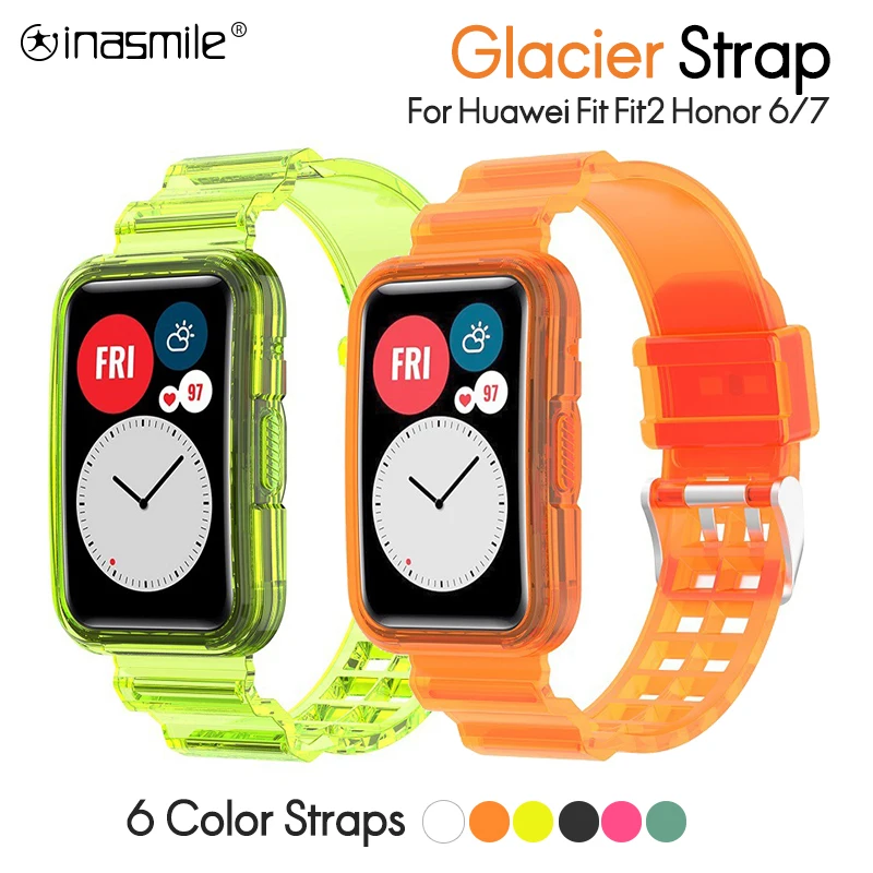 Ремешок силиконовый для Huawei Watch Fit 2 прозрачный защитный браслет Band 6 7 6Pro и Honor band |