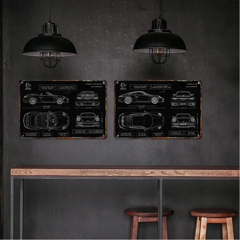 Классический дизайн автомобиля рисунки Ретро Металлические плакаты знаки