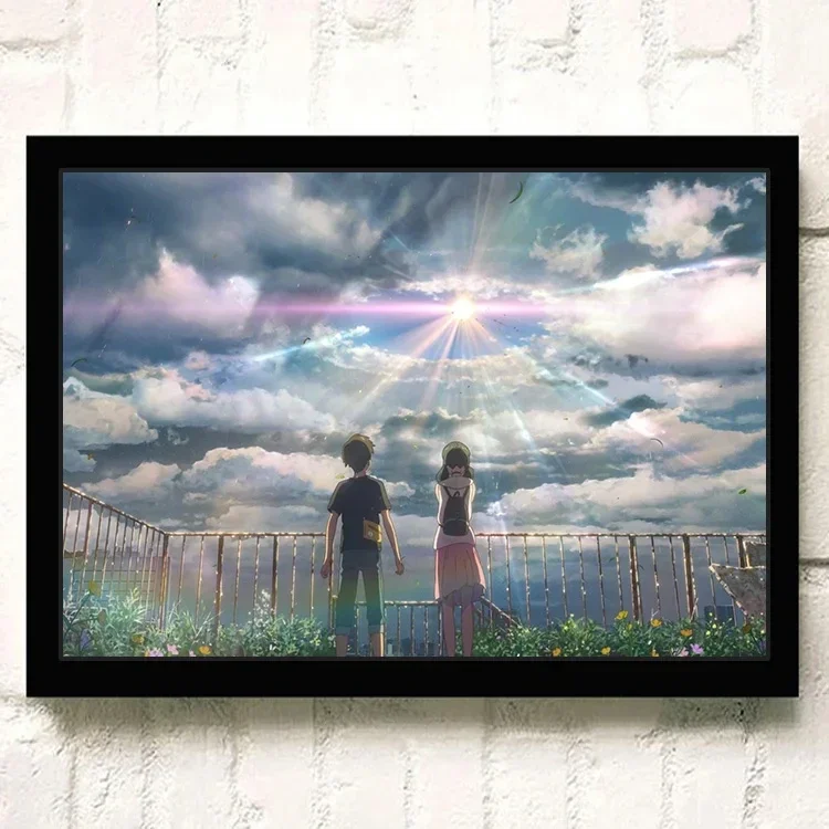 Makoto Shinkai Она И Ее Кот Все Поток Kotonoha No Niwa Cross Road Абстрактный Холст Настенное