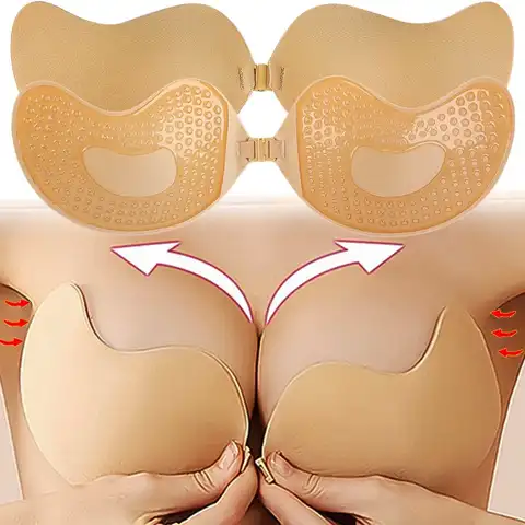 Women Push Up Bra Adhesive Pasty Strapless Bras Reusable Nipple Cover Sticker Patch Wedding Dress Lingerie Silicone Bra Padding