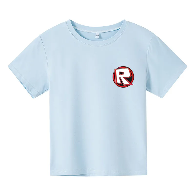 

Футболки Robloxing для мальчиков и девочек, детские модные футболки с мультяшным принтом, летние футболки с круглым вырезом, топы, одежда, детски...