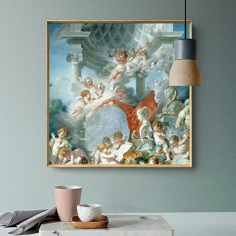 

Обои в европейском стиле с ангелом, HD постер с эффектом живописи на заказ и печать на холсте, настенные фрески для гостиной, домашний декор