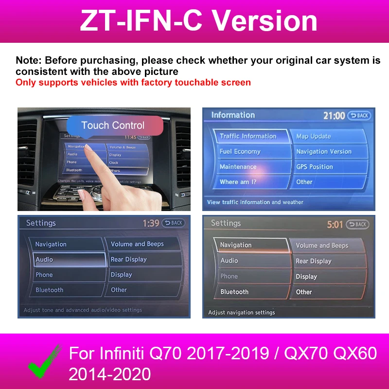 

Беспроводной CarPlay Android Auto для Infiniti QX60 QX70 Q70 Зеркало AftermarketКамера CarPlay Обновление Модернизация Мультимедийная навигация